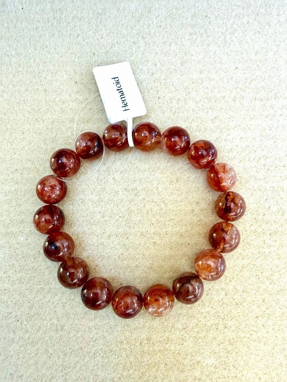 Red Hematoid Quartz Beaded Stretchy Bracelet